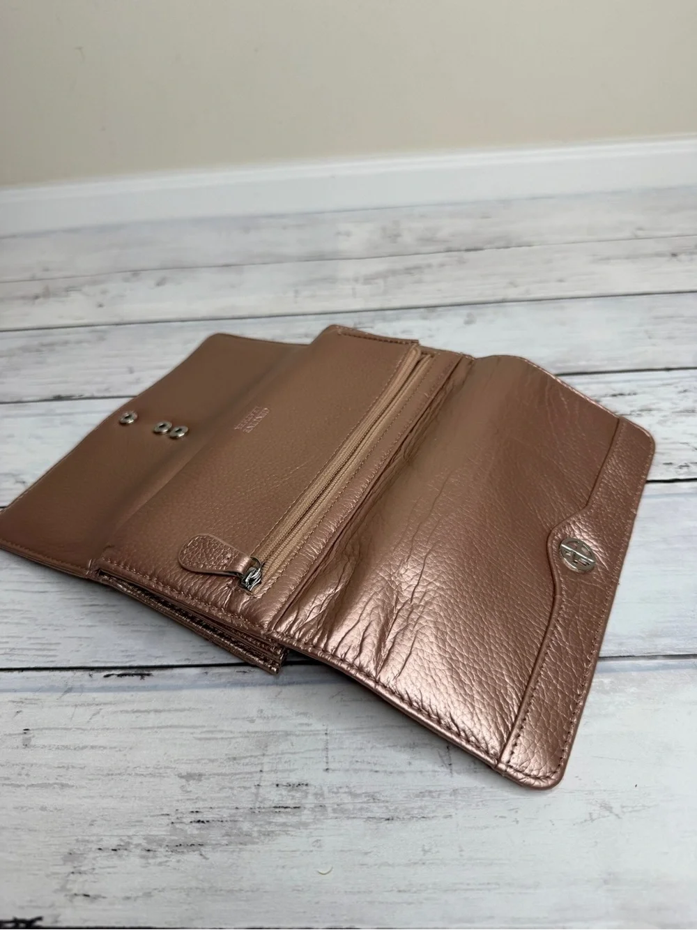 GB Metallic Rose Gold Fold-Over Wallet